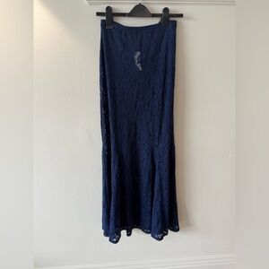 Free People Navy Lace Maxi Skirt